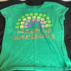 Green Kids T-Shirt with Rainbow Print